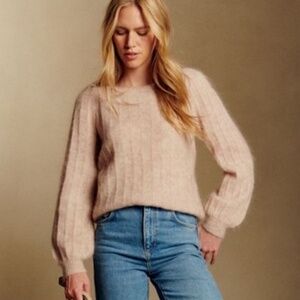 Sezane Aretha Jumper NWOT Size L Soft Blush Pink Mohair Knit
